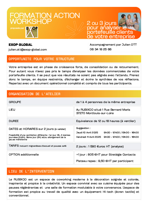 2 ou 3 jours pour analyser le portefeuille clients de votre entreprise